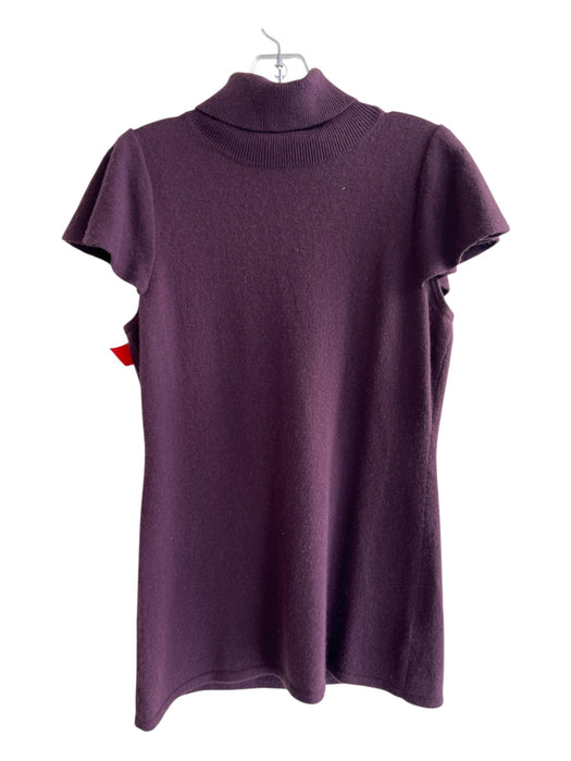 Neiman Marcus Size M Plum Cashmere Cap Sleeve Turtle Neck Knit Sweater Plum / M