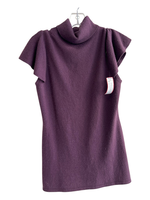 Neiman Marcus Size M Plum Cashmere Cap Sleeve Turtle Neck Knit Sweater Plum / M