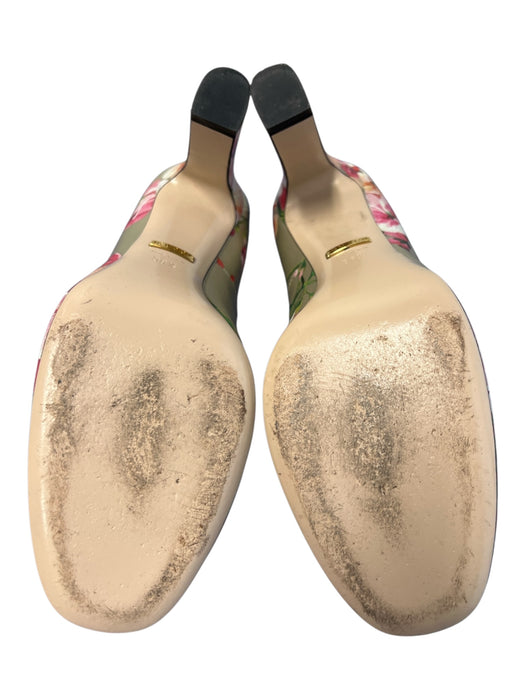 Gucci Shoe Size 38.5 Gold & Multi Leather Almond Toe Block Heel Pump Shoes Gold & Multi / 38.5