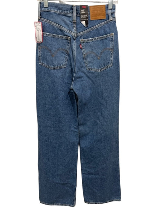 Levis Size 25 Medium Wash Cotton Blend Zip & Button High Rise Ripped Knee Jeans Medium Wash / 25