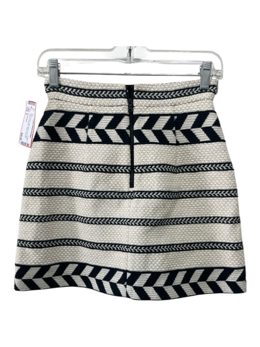 Alice & Olivia Size 2 B&W Cotton Blend Zip & Hook Closure Chevron Tweed Skirt B&W / 2
