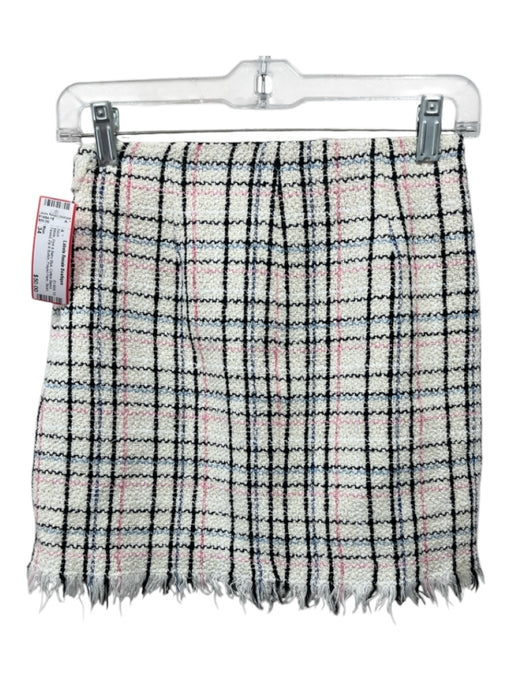 Maje Size 34 White, Pink & Baby Blue Cotton Blend Tweed Zip & Button Skort Skirt White, Pink & Baby Blue / 34