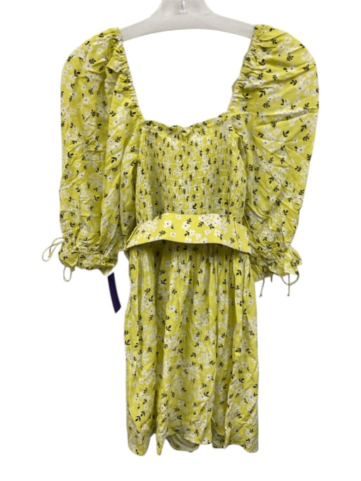 For Love & Lemons Size S Yellow, White & Black Rayon Blend Square Neck Dress Yellow, White & Black / S