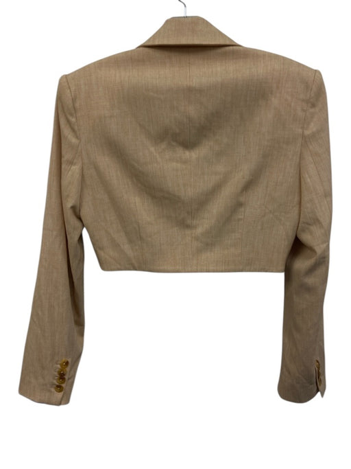 L'Academie Size XXS Beige Poly Blend Lapels Shoulder Pads One Button Blazer Beige / XXS