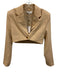 L'Academie Size XXS Beige Poly Blend Lapels Shoulder Pads One Button Blazer Beige / XXS
