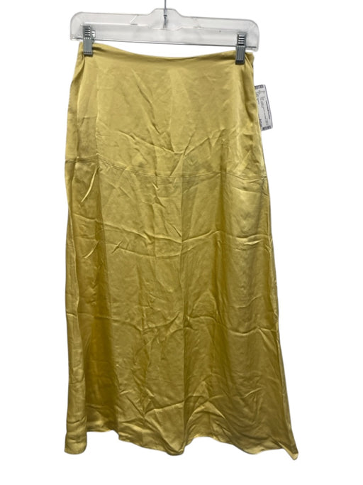 Everlane Size 0 Yellow Viscose Zip Close Satin A Line Skirt Yellow / 0