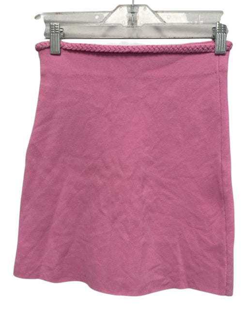 Maje Size 34 Pink Viscose Blend Zip Close Braided detail Faux Pockets Skirt Pink / 34