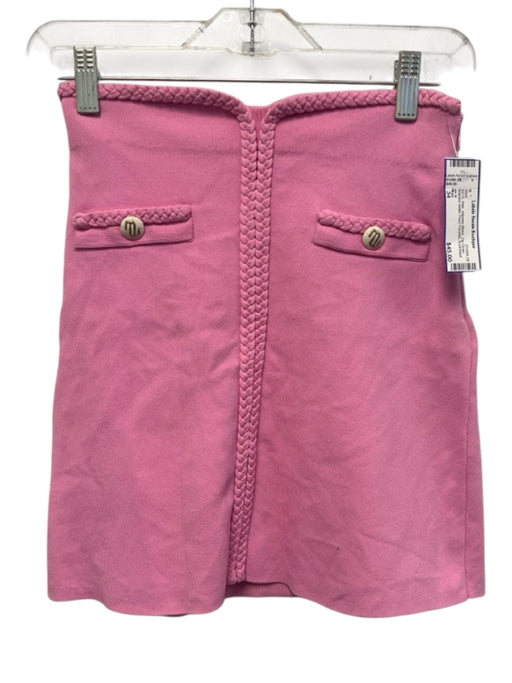 Maje Size 34 Pink Viscose Blend Zip Close Braided detail Faux Pockets Skirt Pink / 34