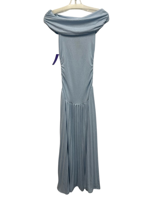 Lioness Size XS Light Blue Viscose Blend Off Shoulder Maxi Pleated Skirt Dress Light Blue / XS
