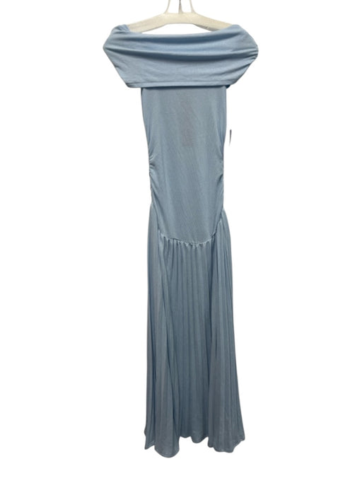 Lioness Size XS Light Blue Viscose Blend Off Shoulder Maxi Pleated Skirt Dress Light Blue / XS