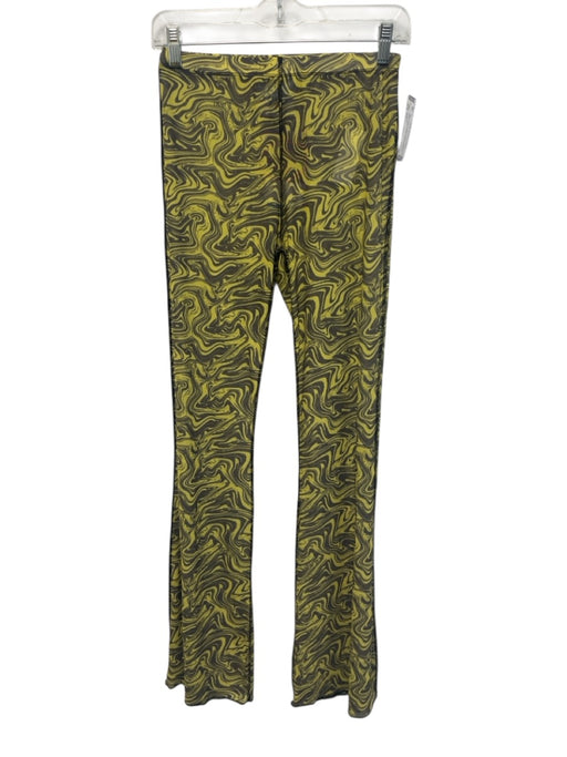 Oh Mighty Size XS Yellow & Black Cotton Blend Elastic Waist Printed Mesh Pants Yellow & Black / XS