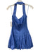 Reformation Size 0 Blue Wash Cotton Blend Halter Mini Bubble Skirt Dress Blue Wash / 0