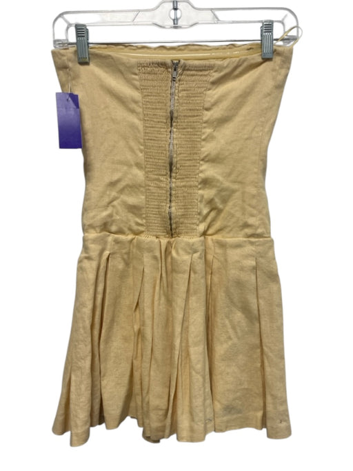 Reformation Size 0 Pastel Yellow Linen Zip Back Pleated Skirt Mini Dress Pastel Yellow / 0