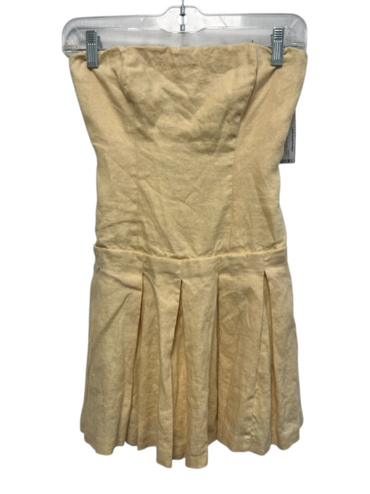 Reformation Size 0 Pastel Yellow Linen Zip Back Pleated Skirt Mini Dress Pastel Yellow / 0