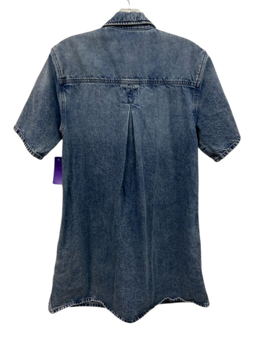 Rag & Bone Size XXS Blue Cotton Button Front Short Sleeve Mini Collared Dress Blue / XXS