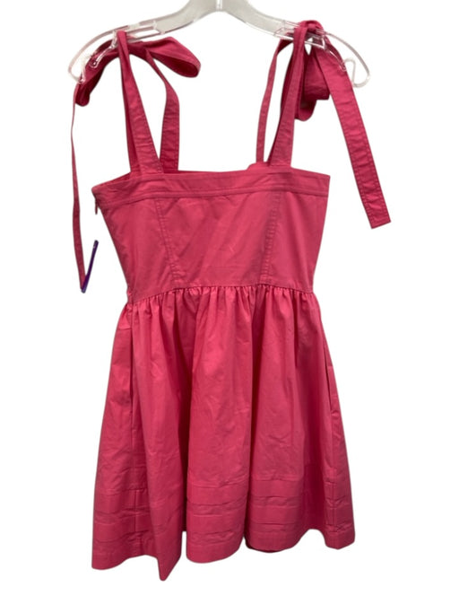 Jonathan Simkhai Size 2 Pink Cotton Blend Square Neck Tie Shoulder Pockets Dress Pink / 2