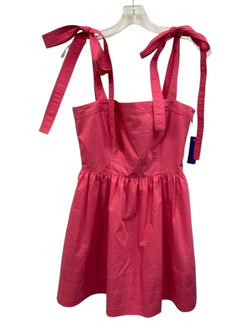 Jonathan Simkhai Size 2 Pink Cotton Blend Square Neck Tie Shoulder Pockets Dress Pink / 2