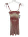 Reformation Size XS red & cream Tencel Ribbed Striped Mini Tie Shoulder Dress red & cream / XS