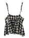The Great Size 2 Blue & White Linen Blend Gingham Tie Shoulder Peplum Top Blue & White / 2