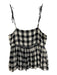 The Great Size 2 Blue & White Linen Blend Gingham Tie Shoulder Peplum Top Blue & White / 2