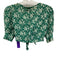 For Love & Lemons Size XS Green & White Rayon Floral Tie Front Short Sleeve Top Green & White / XS