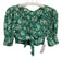 For Love & Lemons Size XS Green & White Rayon Floral Tie Front Short Sleeve Top Green & White / XS
