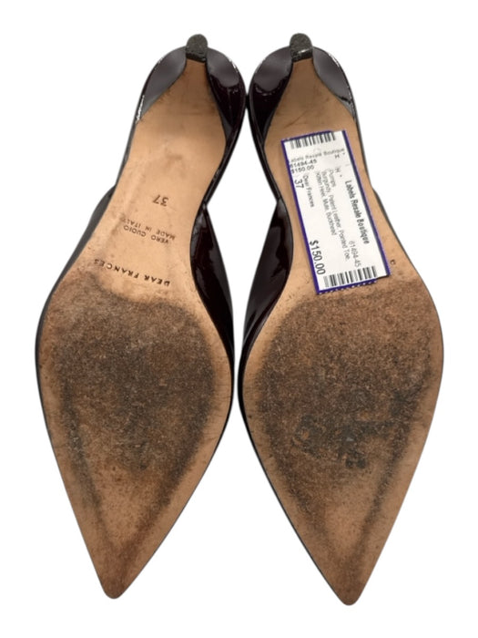Dear Frances Shoe Size 37 Burgundy Patent Leather Pointed Toe Kitten Heel Pumps Burgundy / 37