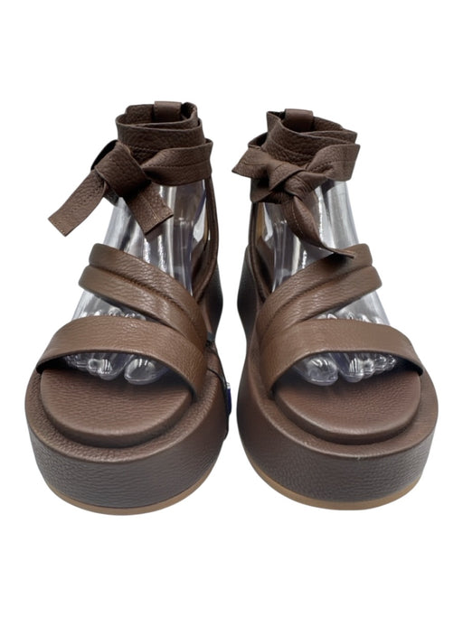 Marsell Shoe Size 38 Chocolate Brown Pebble Leather Round Toe Strappy Sandals Chocolate Brown / 38