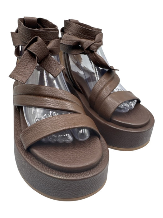 Marsell Shoe Size 38 Chocolate Brown Pebble Leather Round Toe Strappy Sandals Chocolate Brown / 38