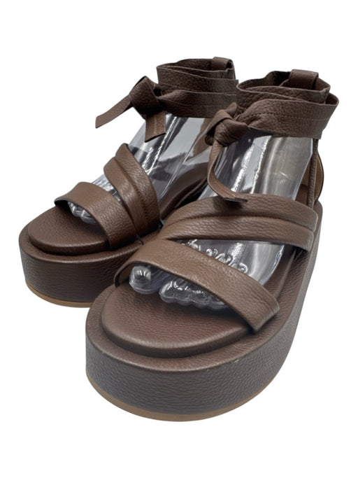 Marsell Shoe Size 38 Chocolate Brown Pebble Leather Round Toe Strappy Sandals Chocolate Brown / 38
