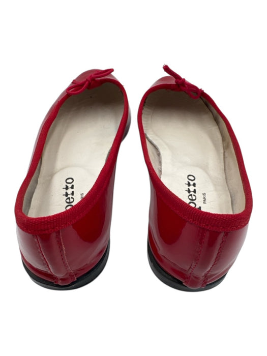 repetto Shoe Size 38 Red Patent Leather Round Toe Tie Trim Detail Flats Red / 38