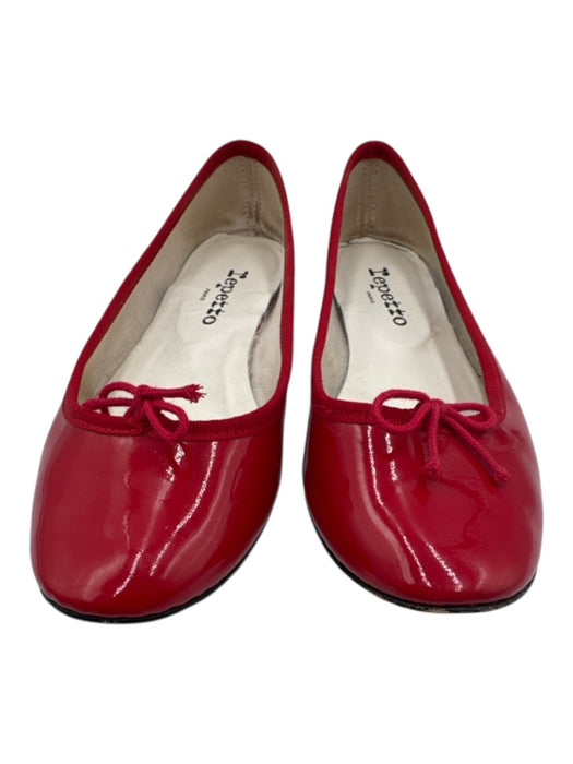 repetto Shoe Size 38 Red Patent Leather Round Toe Tie Trim Detail Flats Red / 38