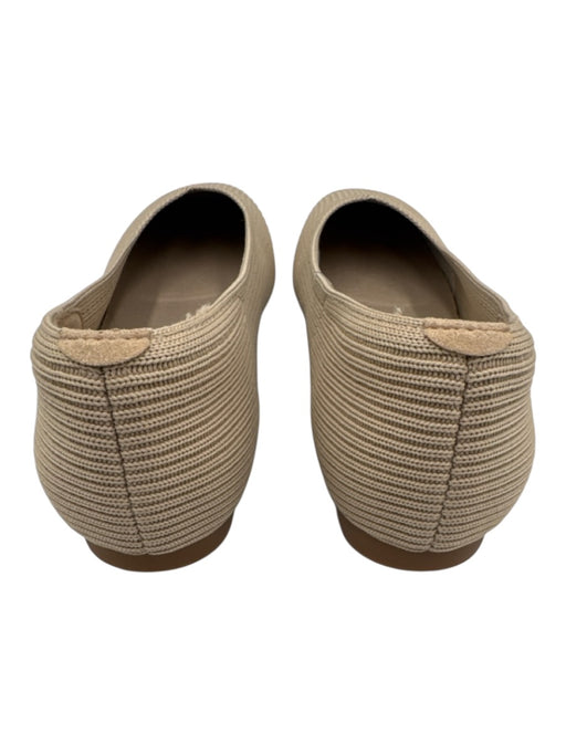 Vivaia Shoe Size 37.5 Beige Polyester Ribbed Knit Square Toe Rubber Sole Flats Beige / 37.5