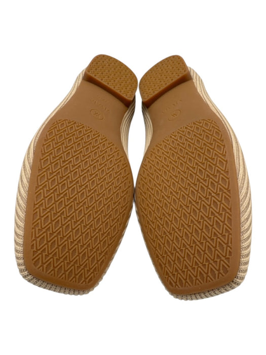 Vivaia Shoe Size 37.5 Beige Polyester Ribbed Knit Square Toe Rubber Sole Flats Beige / 37.5