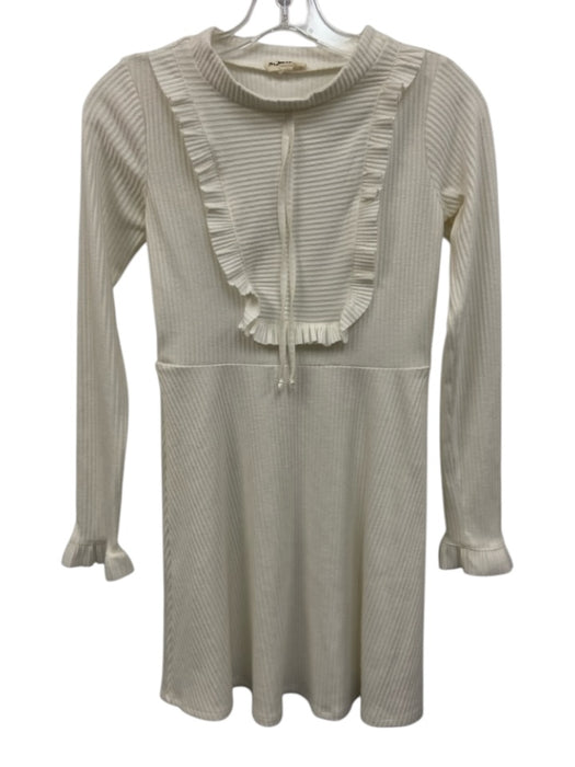 For Love & Lemons Size XS White Polyester Blend Long Sleeve Ribbed Dress White / XS