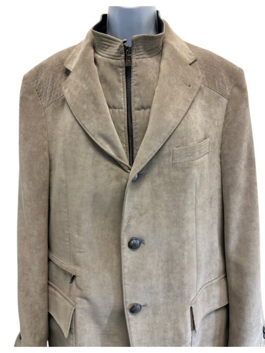 Corneliani Size 56 Beige Polyester Solid Buttons Men's Jacket Beige / 56
