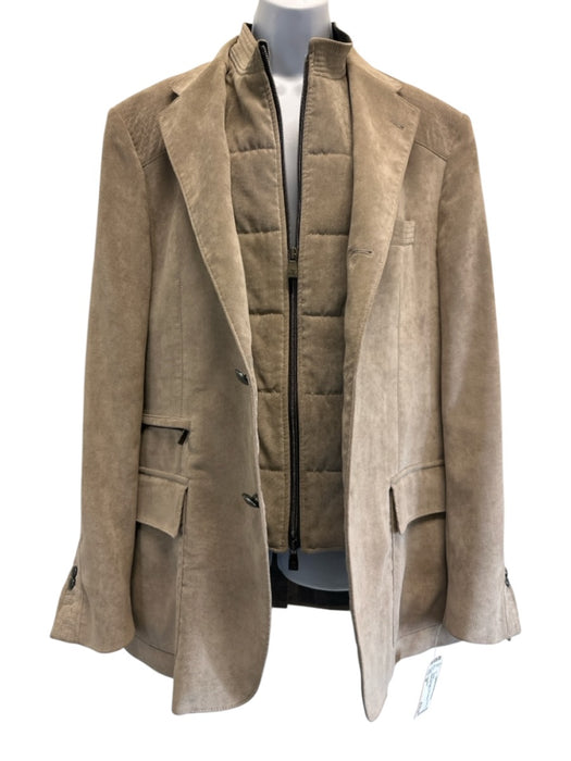 Corneliani Size 56 Beige Polyester Solid Buttons Men's Jacket Beige / 56