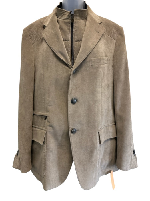 Corneliani Size 56 Beige Polyester Solid Buttons Men's Jacket Beige / 56