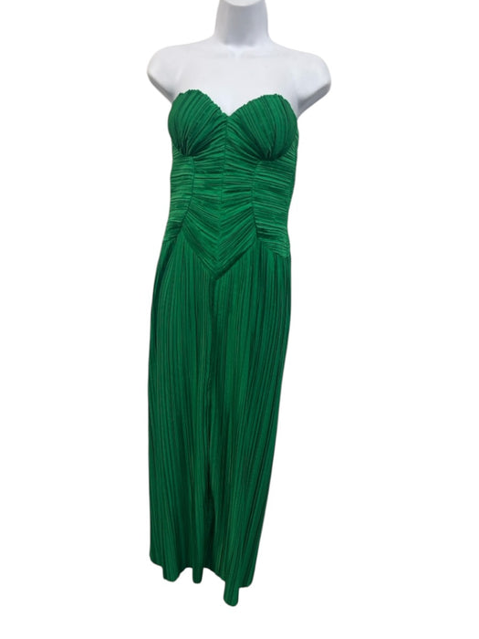 Cult Gaia Size 4 Green Polyester Pleated Strapless Gown Green / 4