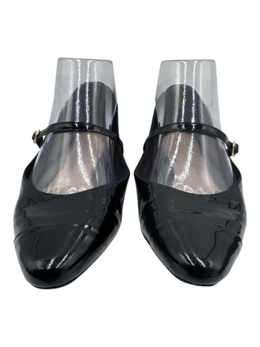 Porte & Paire Shoe Size 37 Black Patent Leather Pointed Toe Mary Jane Flats Black / 37