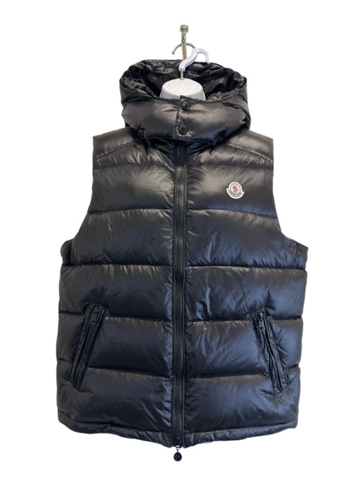 Moncler Size 4 Black Synthetic Solid Puffer Vest Men's Jacket Black / 4