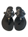 Tory Burch Shoe Size 8.5/9 Black Leather Logo Flat Goldtone Hardware Thong Shoes Black / 8.5/9