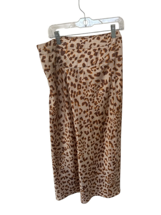 Free People Size 6 Tan & brown Polyester Side Zip Animal Print Midi Skirt Tan & brown / 6