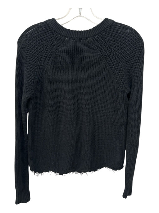 Cotton by Autumn Cashmere Size S Black Cotton Round Neck Frayed Hem Sweater Black / S