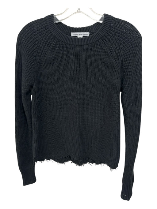 Cotton by Autumn Cashmere Size S Black Cotton Round Neck Frayed Hem Sweater Black / S