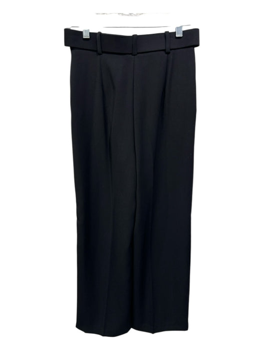 Zara Size XS Black Polyester Faux Pearl High Rise Belted Wide Leg Pants Black / XS