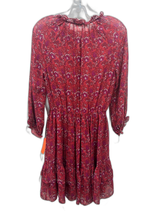 Ulla Johnson Size 2 Red, Purple & Black Silk Floral Paisley Semi Sheer Dress Red, Purple & Black / 2