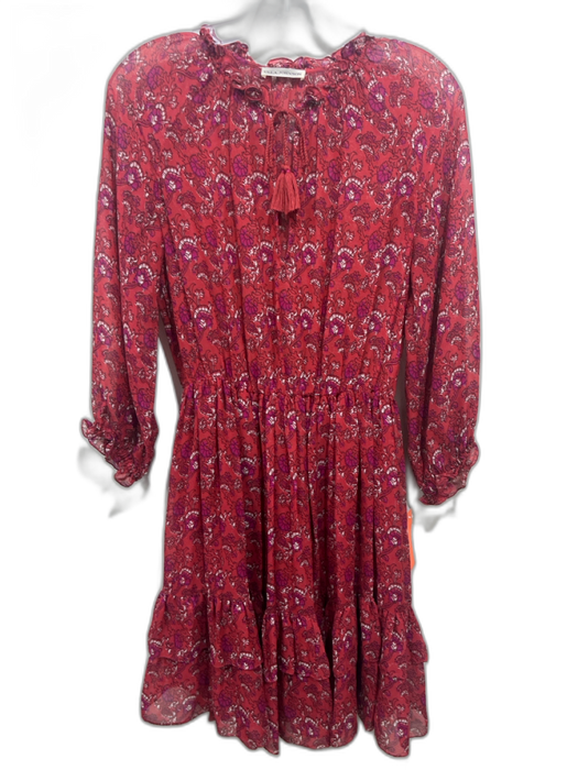 Ulla Johnson Size 2 Red, Purple & Black Silk Floral Paisley Semi Sheer Dress Red, Purple & Black / 2