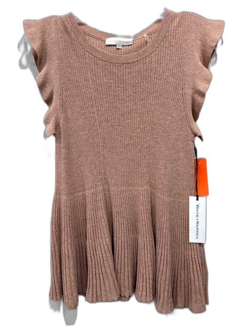 White + Warren Size XS Blush Beige Linen Blend Ribbed Knit Sleeveless Tank Top Blush Beige / XS
