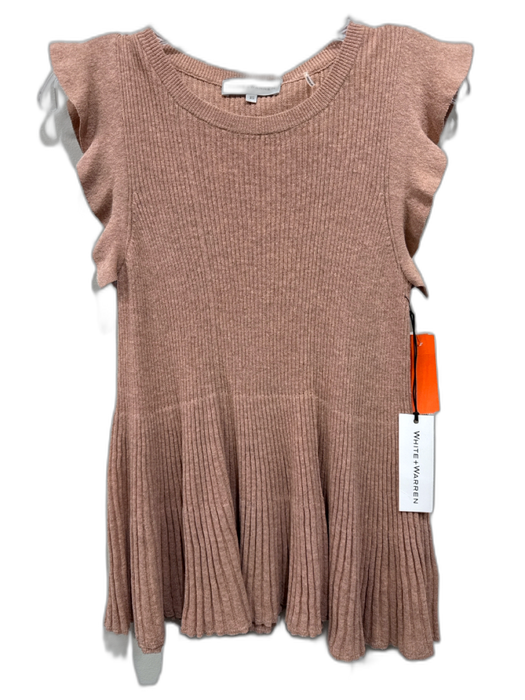 White + Warren Size XS Blush Beige Linen Blend Ribbed Knit Sleeveless Tank Top Blush Beige / XS